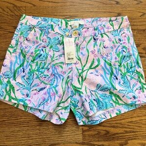 Lilly Pulitzer Pink and Blue Bermuda Shorts (8) and Matching Infant Dress (3-6m)